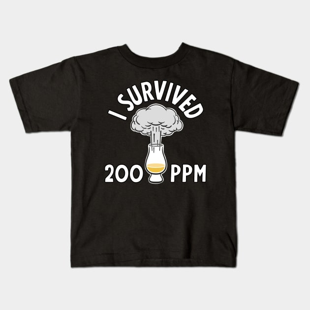 Peated whisky lover - survived 200 ppm Kids T-Shirt by minimaldesign